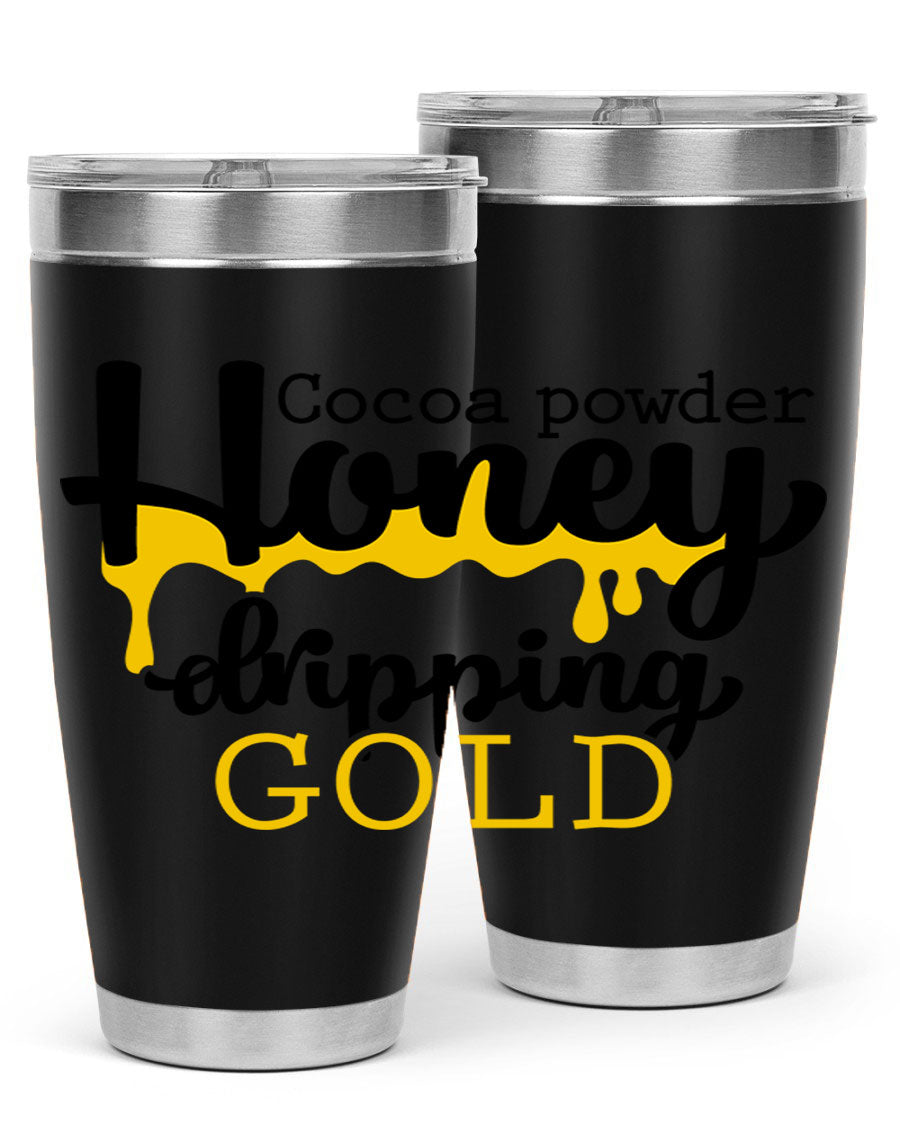 Cocoa Powder Style 43# Tumbler in stainless steel with a stylish design, perfect for hot and cold beverages.