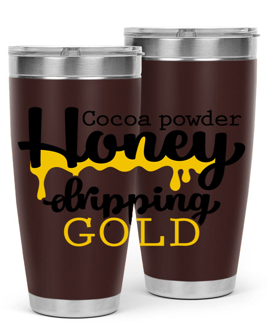 Cocoa Powder Style 43# Tumbler in stainless steel with a stylish design, perfect for hot and cold beverages.