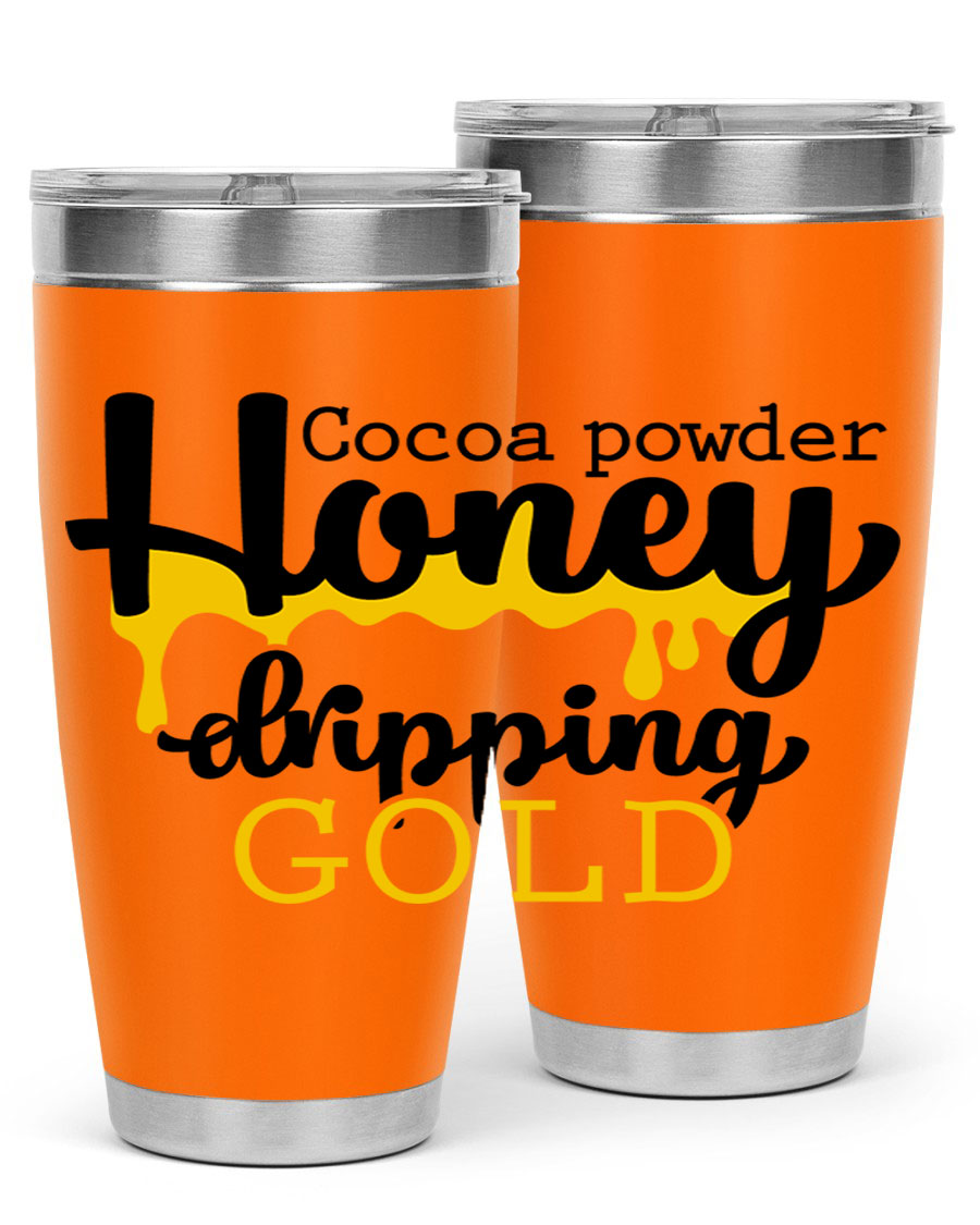 Cocoa Powder Style 43# Tumbler in stainless steel with a stylish design, perfect for hot and cold beverages.