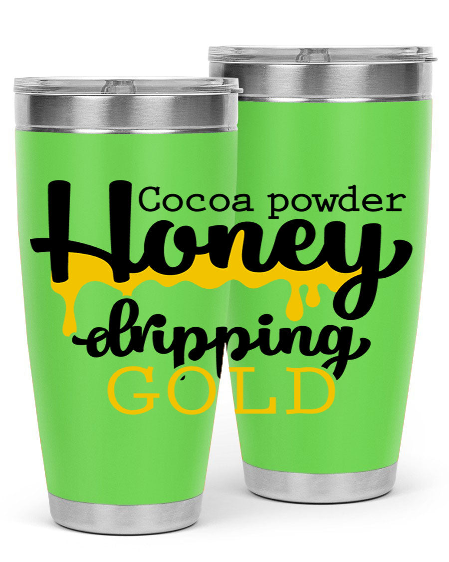 Cocoa Powder Style 43# Tumbler in stainless steel with a stylish design, perfect for hot and cold beverages.