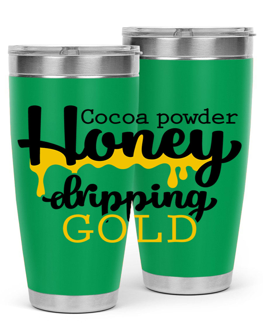 Cocoa Powder Style 43# Tumbler in stainless steel with a stylish design, perfect for hot and cold beverages.