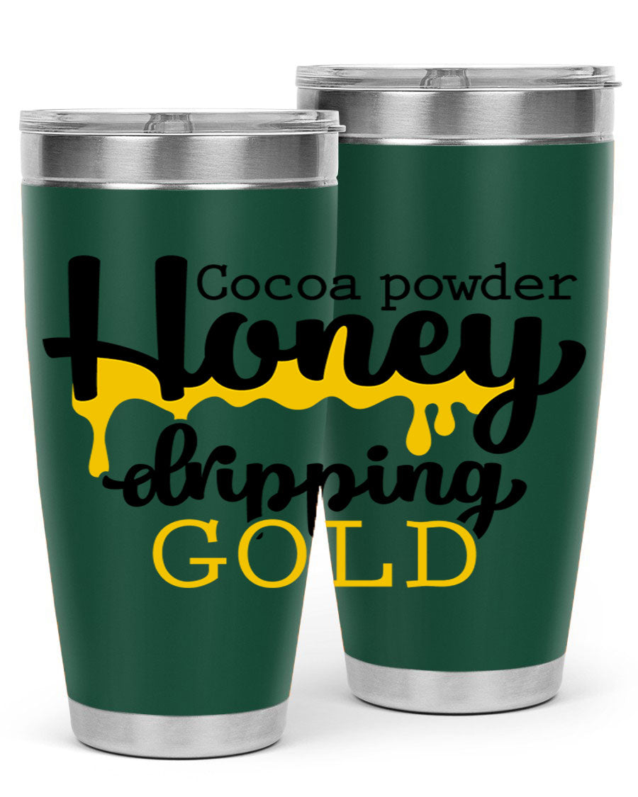 Cocoa Powder Style 43# Tumbler in stainless steel with a stylish design, perfect for hot and cold beverages.