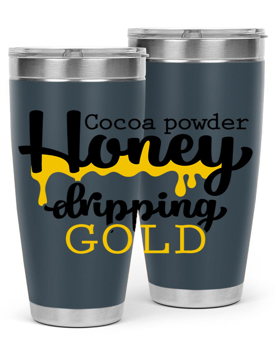 Cocoa Powder Style 43# Tumbler in stainless steel with a stylish design, perfect for hot and cold beverages.