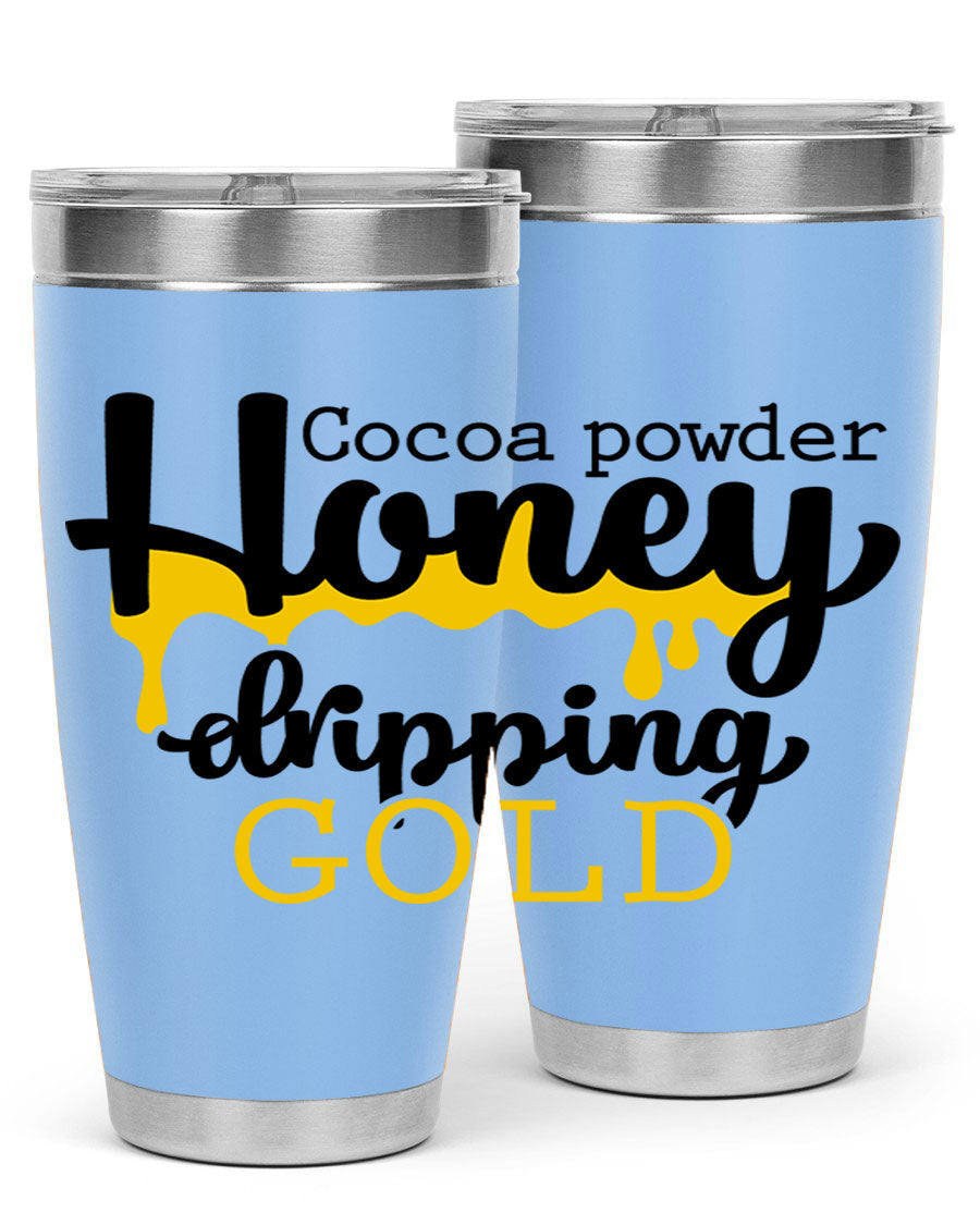 Cocoa Powder Style 43# Tumbler in stainless steel with a stylish design, perfect for hot and cold beverages.