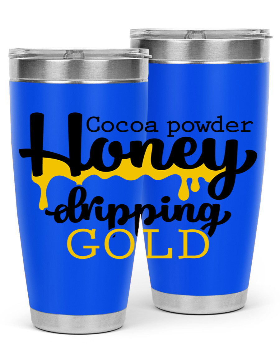 Cocoa Powder Style 43# Tumbler in stainless steel with a stylish design, perfect for hot and cold beverages.