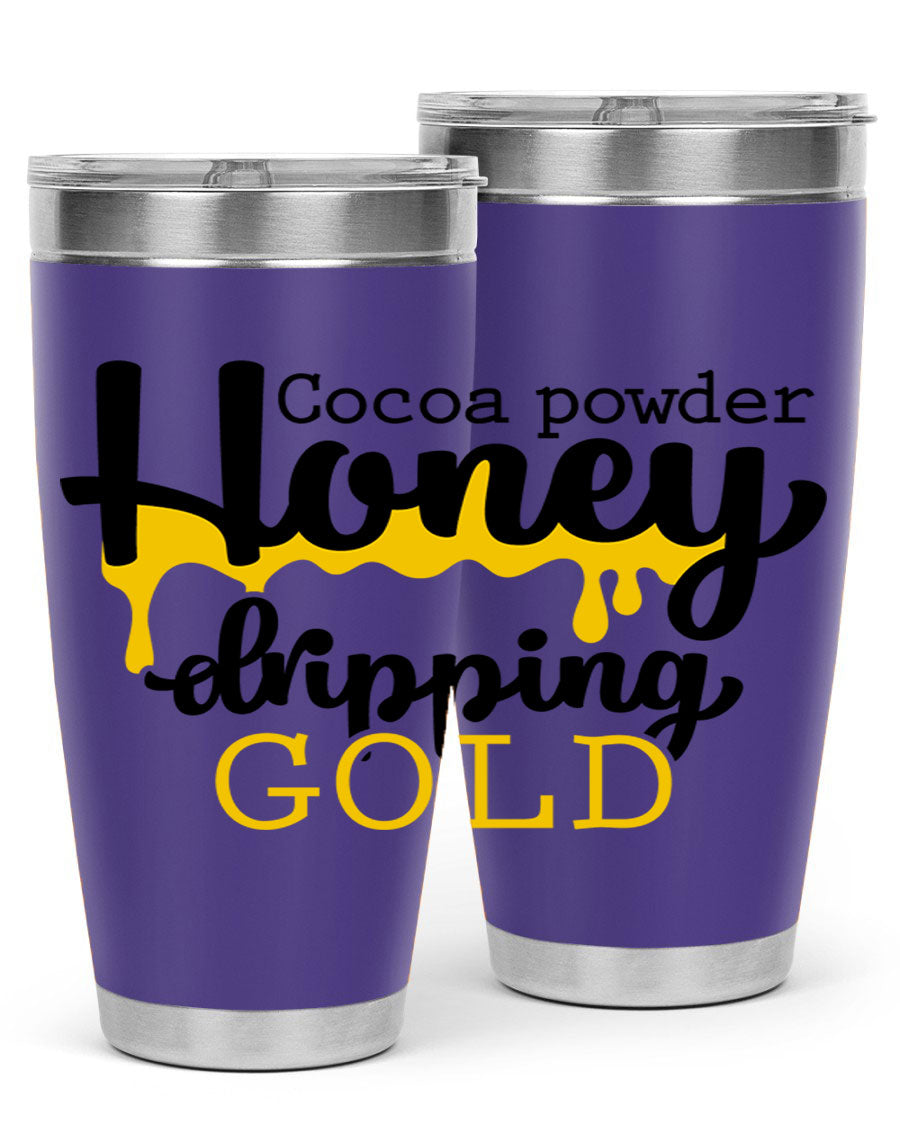Cocoa Powder Style 43# Tumbler in stainless steel with a stylish design, perfect for hot and cold beverages.