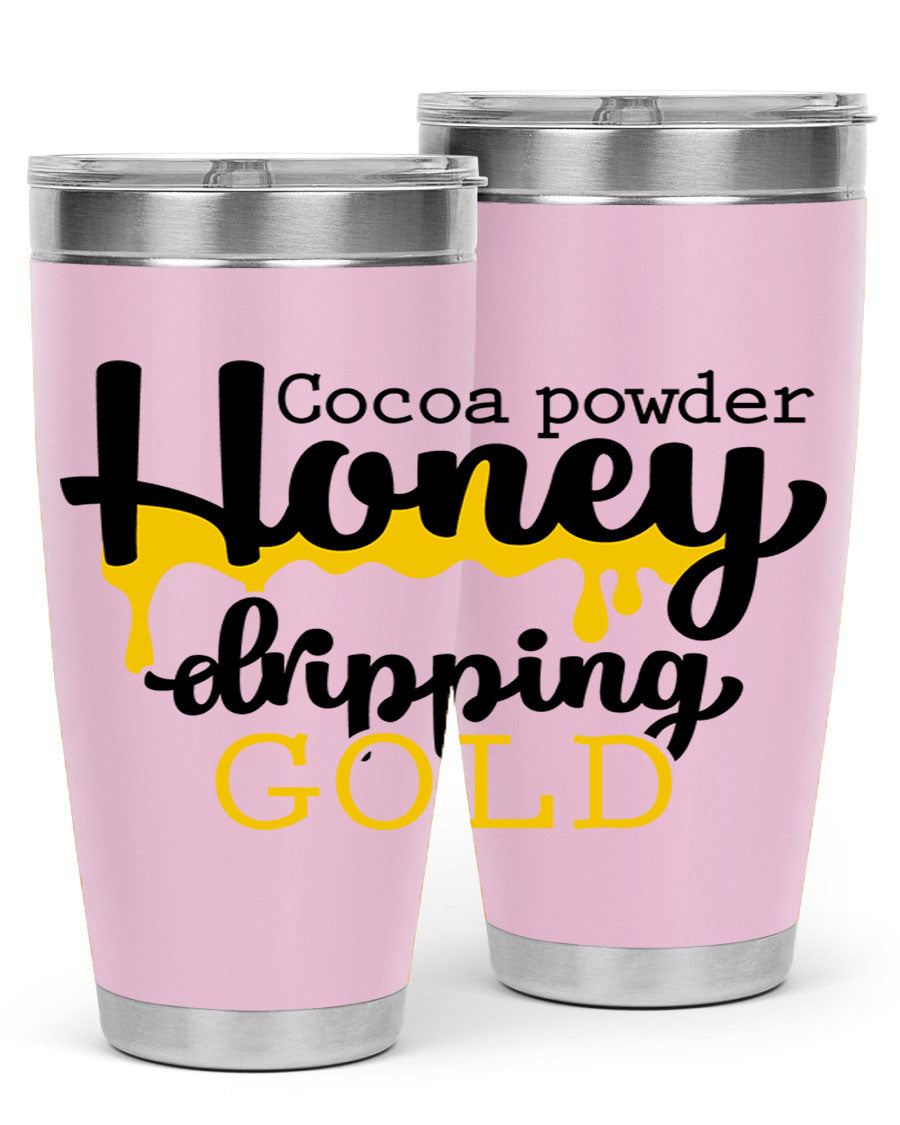 Cocoa Powder Style 43# Tumbler in stainless steel with a stylish design, perfect for hot and cold beverages.