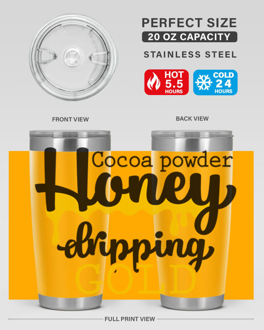 Cocoa Powder Style 43# Tumbler in stainless steel with a stylish design, perfect for hot and cold beverages.