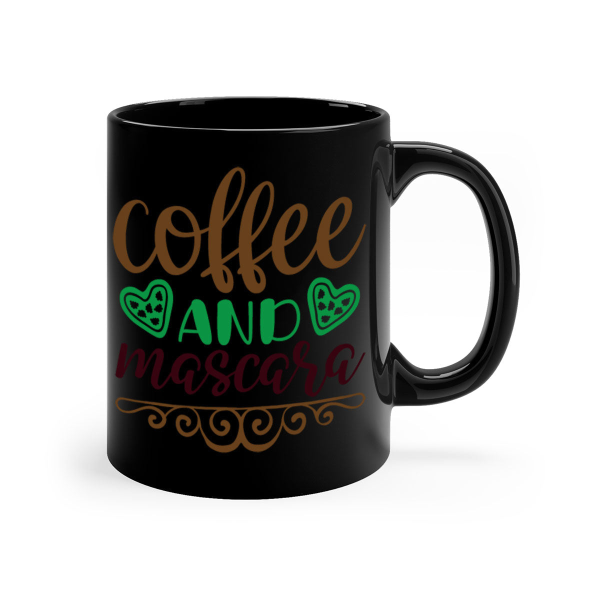 Coffee and Mascara 291# Mug featuring a two-tone design with a colored handle and glossy finish, available in multiple colors.