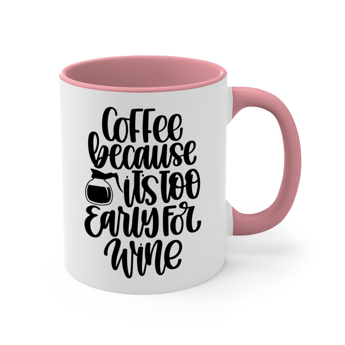 A stylish two-tone coffee mug with a colored handle and glossy finish, available in multiple colors and sizes.