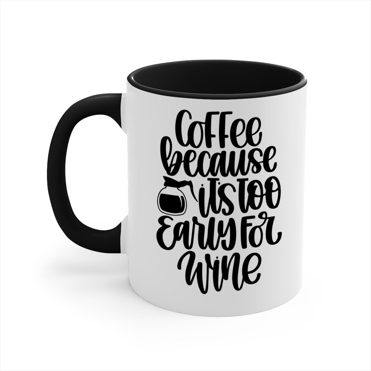 A stylish two-tone coffee mug with a colored handle and glossy finish, available in multiple colors and sizes.