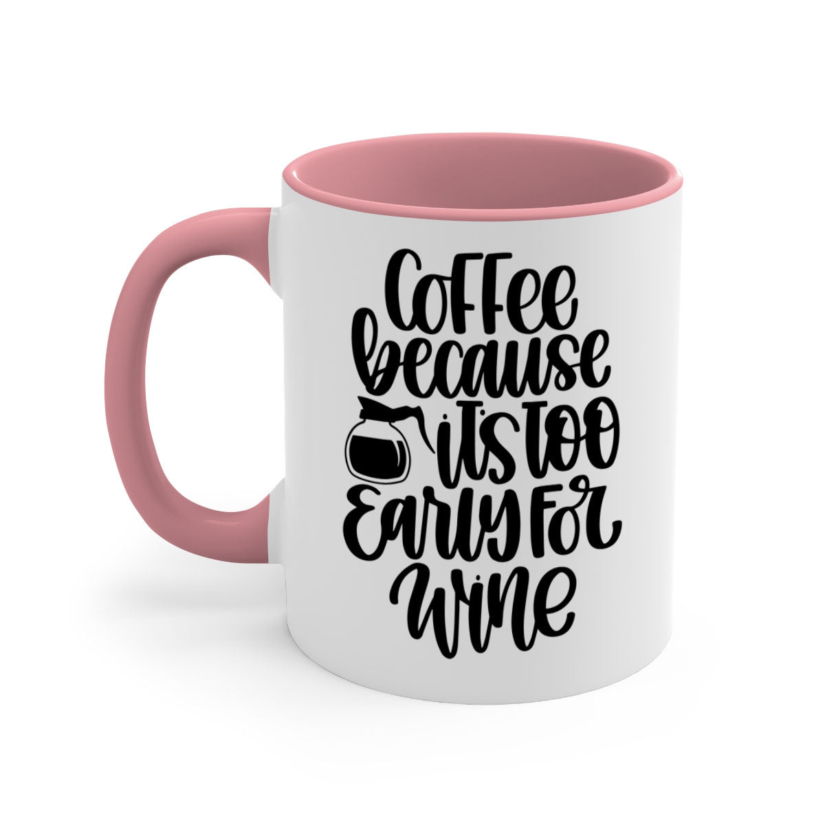 A stylish two-tone coffee mug with a colored handle and glossy finish, available in multiple colors and sizes.