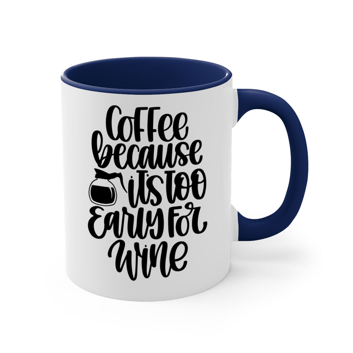 A stylish two-tone coffee mug with a colored handle and glossy finish, available in multiple colors and sizes.