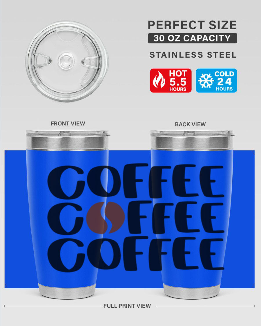 Coffee Coffee Coffee 168# Tumbler in stainless steel with a sleek design, perfect for hot and cold beverages.