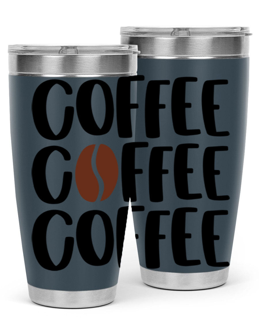 Coffee Coffee Coffee 168# Tumbler in stainless steel with a sleek design, perfect for hot and cold beverages.