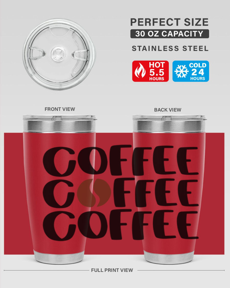 Coffee Coffee Coffee 168# Tumbler in stainless steel with a sleek design, perfect for hot and cold beverages.