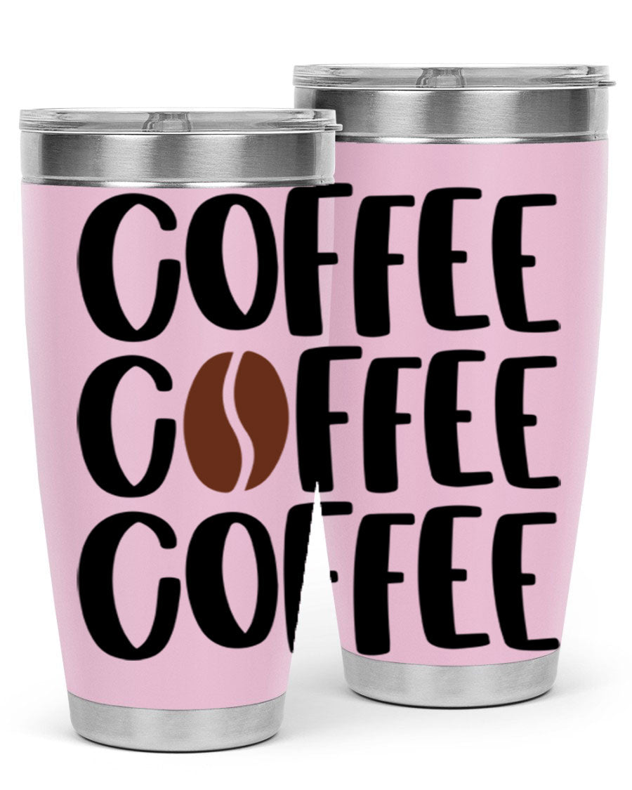 Coffee Coffee Coffee 168# Tumbler in stainless steel with a sleek design, perfect for hot and cold beverages.
