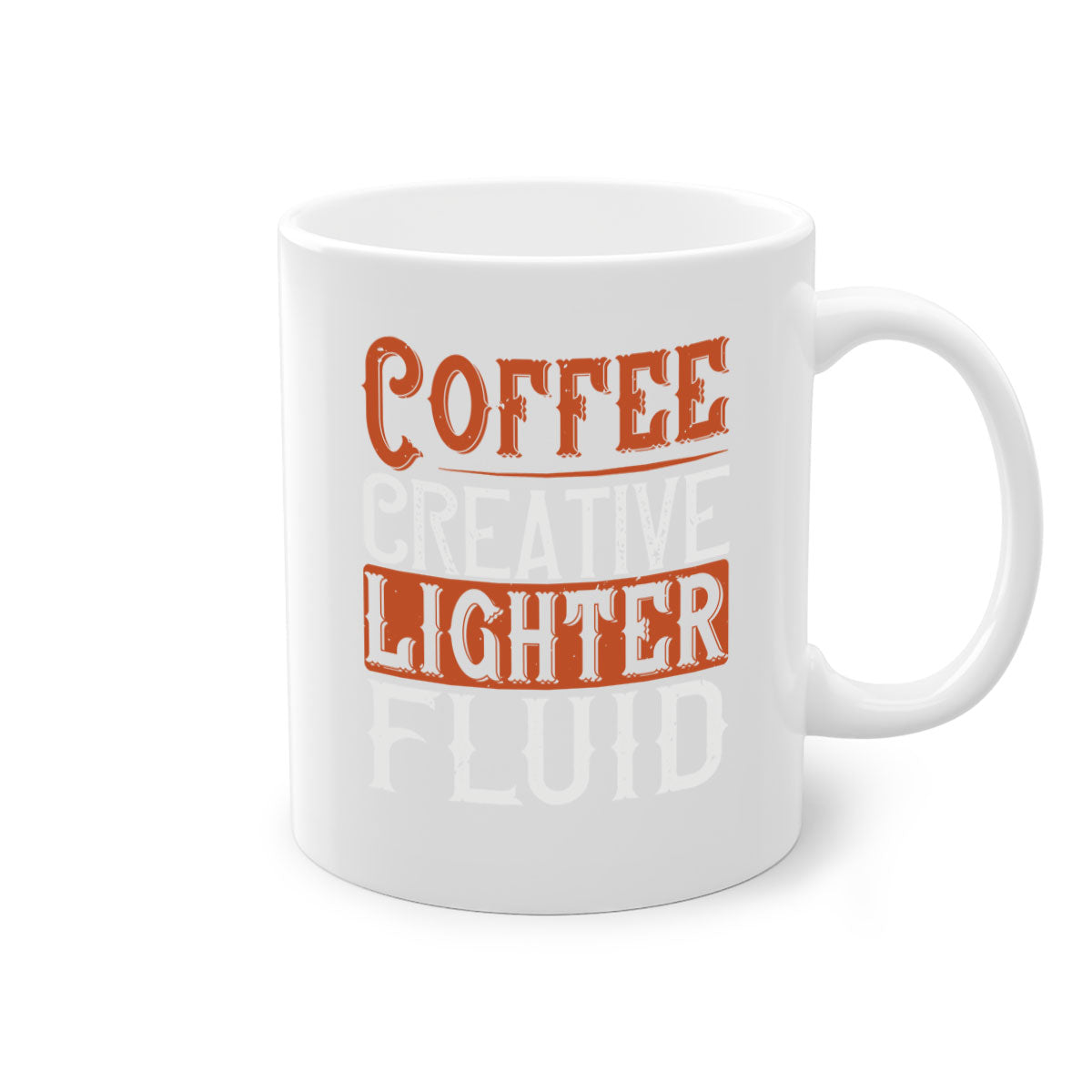 Coffee Creative Lighter Fluid Mug in five vibrant colors with glossy finish and easy-grip handle.
