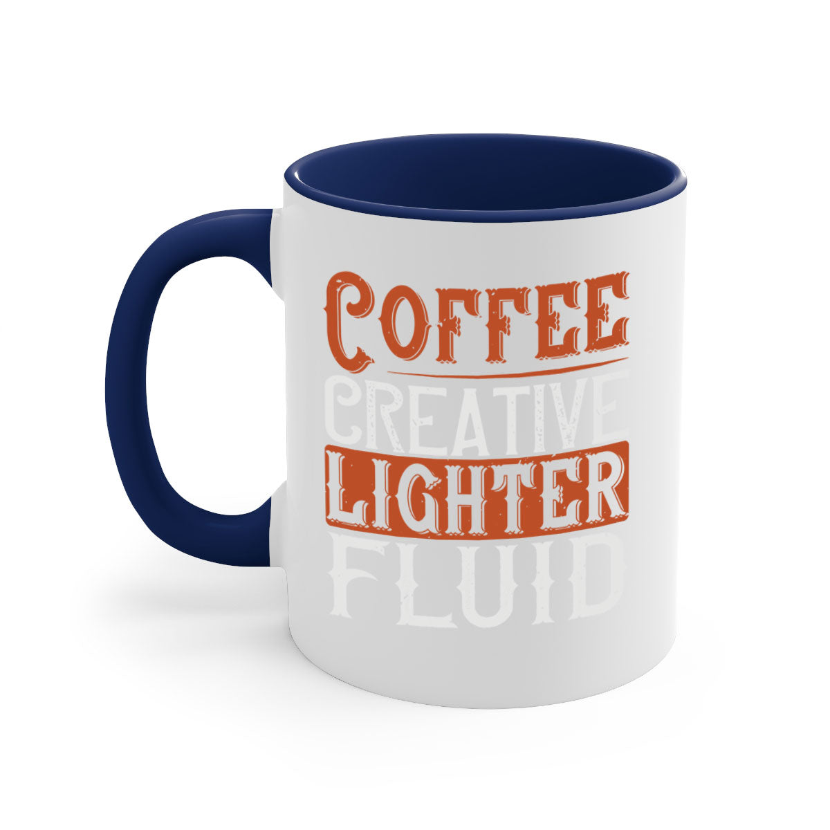 Coffee Creative Lighter Fluid Mug in five vibrant colors with glossy finish and easy-grip handle.