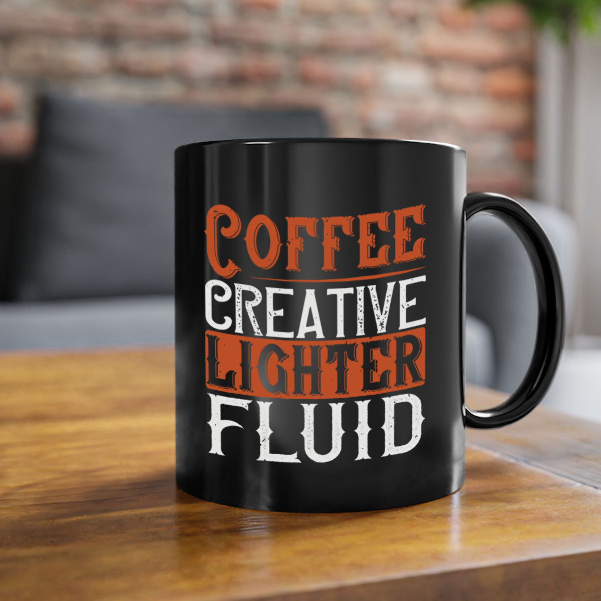 Coffee Creative Lighter Fluid Mug in five vibrant colors with glossy finish and easy-grip handle.