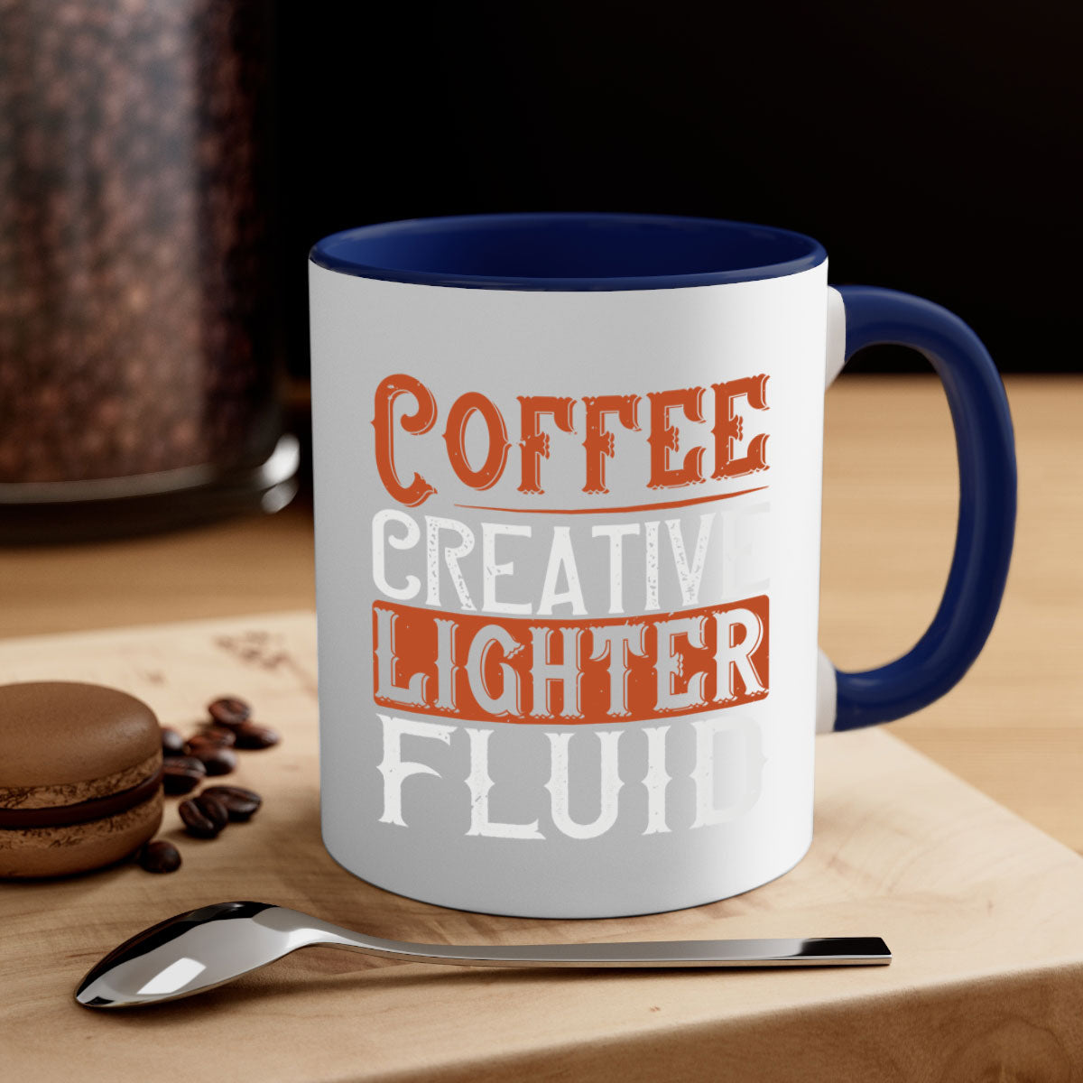 Coffee Creative Lighter Fluid Mug in five vibrant colors with glossy finish and easy-grip handle.