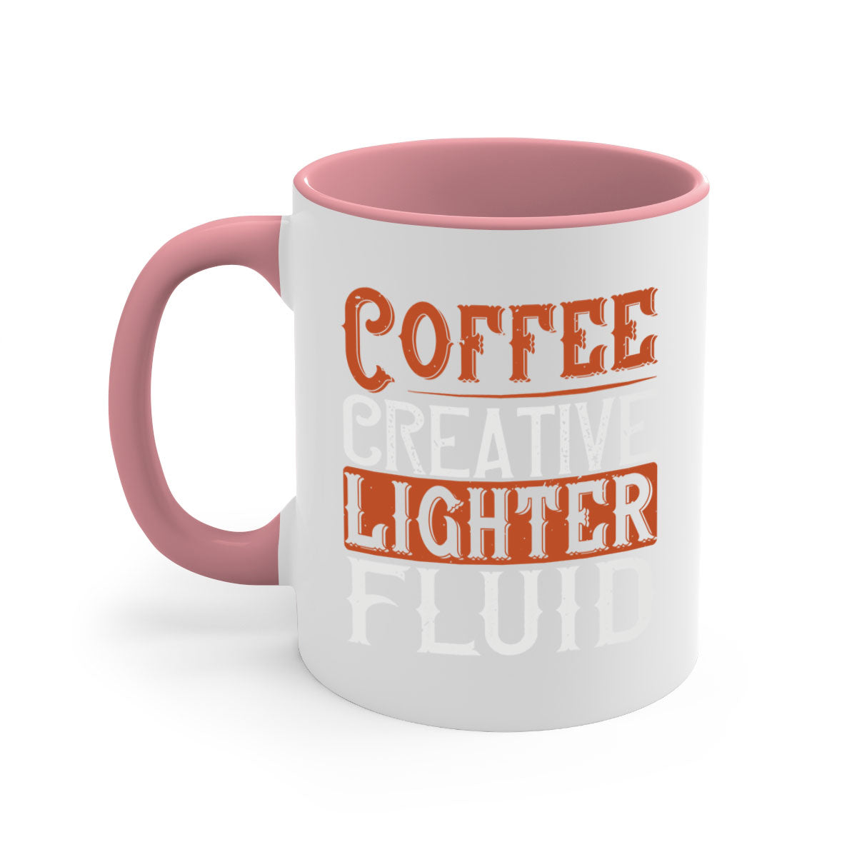 Coffee Creative Lighter Fluid Mug in five vibrant colors with glossy finish and easy-grip handle.