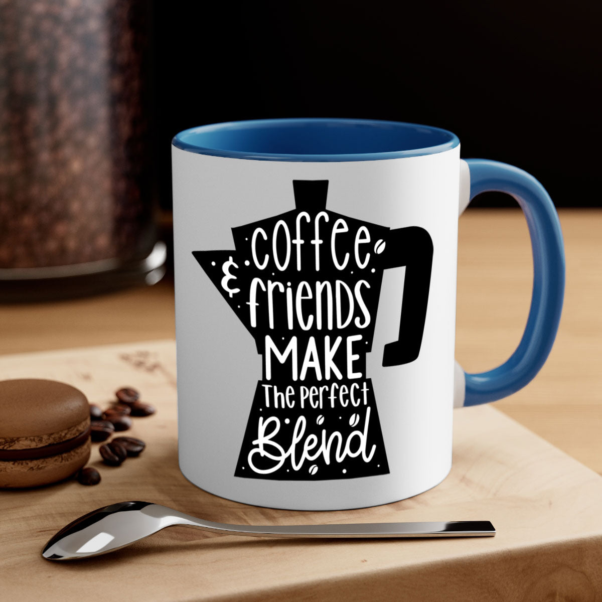Coffee Friends Make 178# Mug featuring a two-tone design with a colored handle and glossy finish, available in multiple colors.