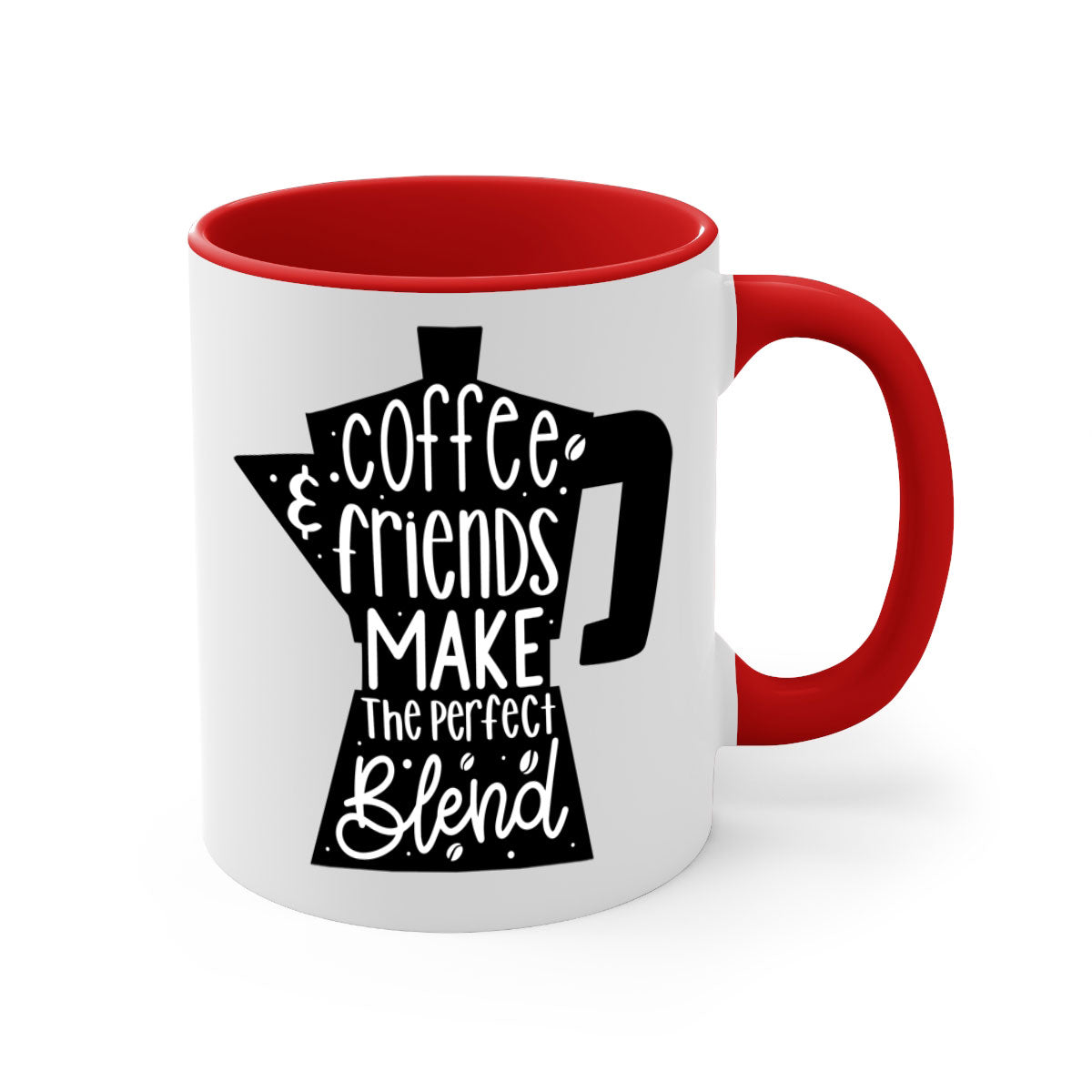 Coffee Friends Make 178# Mug featuring a two-tone design with a colored handle and glossy finish, available in multiple colors.