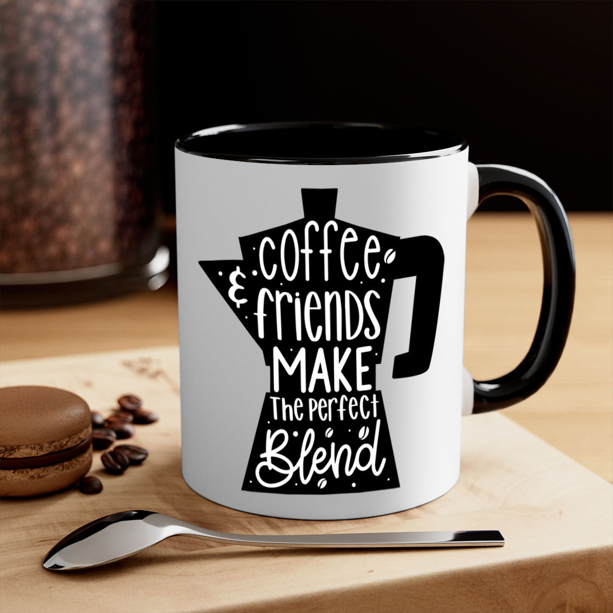 Coffee Friends Make 178# Mug featuring a two-tone design with a colored handle and glossy finish, available in multiple colors.