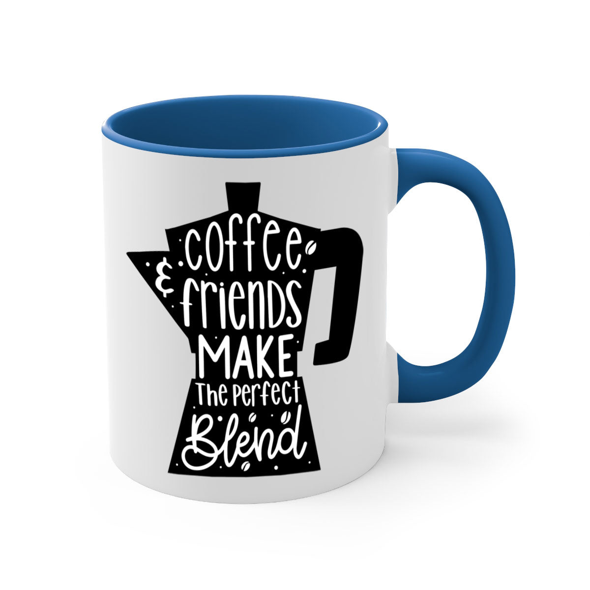 Coffee Friends Make 178# Mug featuring a two-tone design with a colored handle and glossy finish, available in multiple colors.