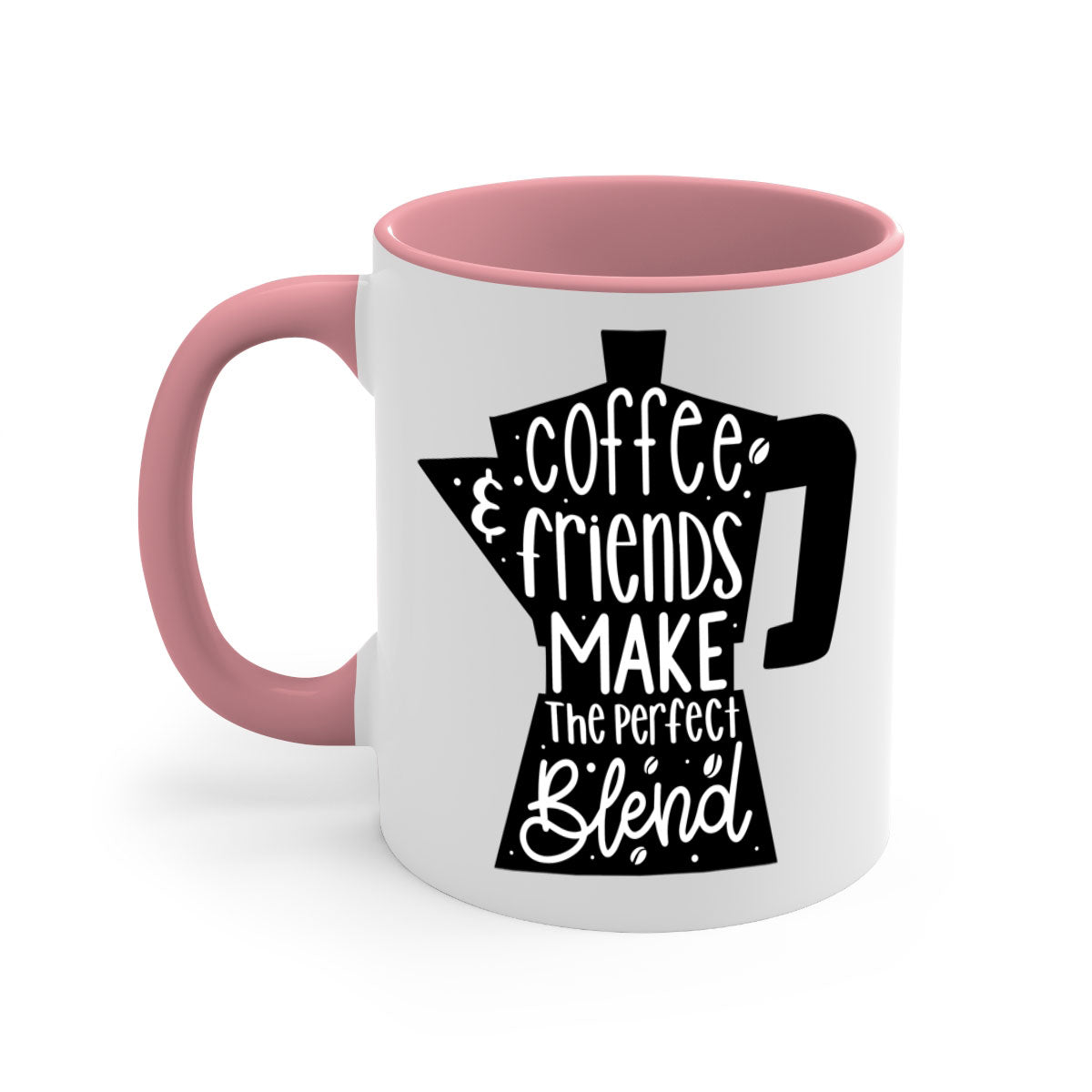 Coffee Friends Make 178# Mug featuring a two-tone design with a colored handle and glossy finish, available in multiple colors.