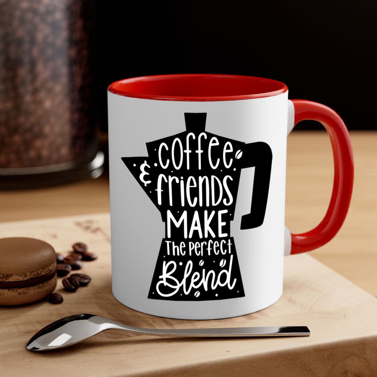 Coffee Friends Make 178# Mug featuring a two-tone design with a colored handle and glossy finish, available in multiple colors.