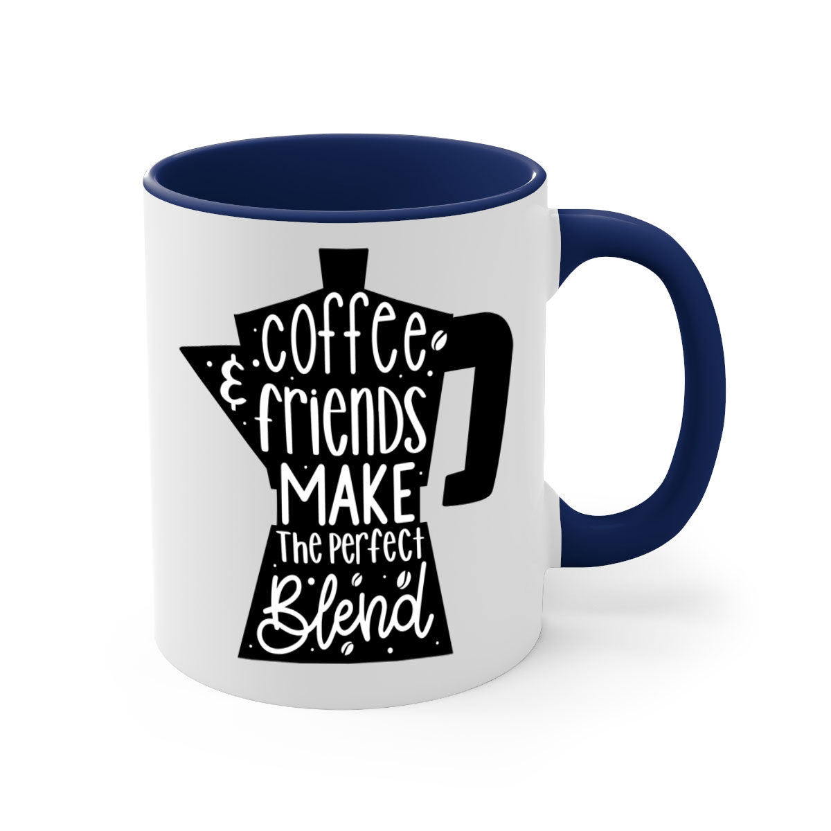 Coffee Friends Make 178# Mug featuring a two-tone design with a colored handle and glossy finish, available in multiple colors.