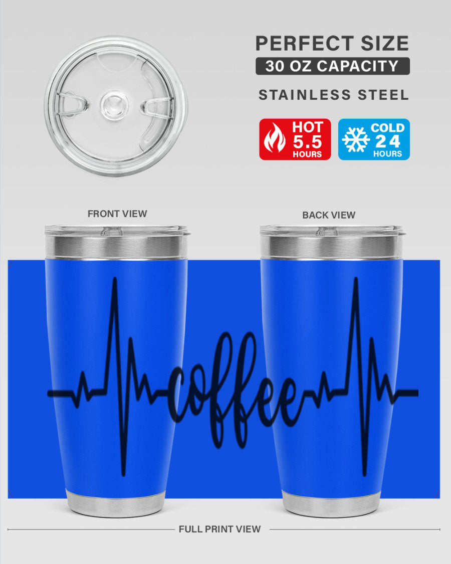 Coffee Heartbeat 246# Tumbler in stainless steel with a sleek design, perfect for hot and cold beverages.
