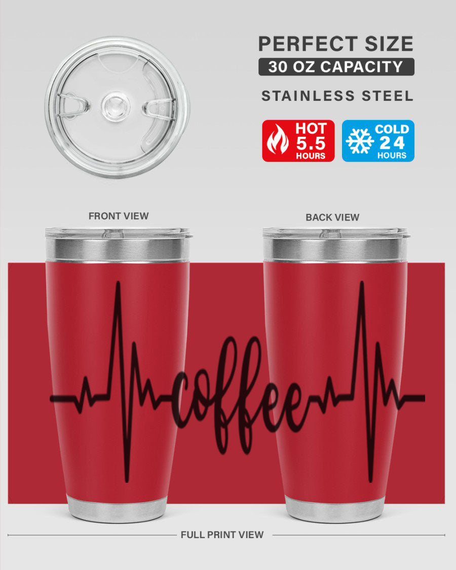 Coffee Heartbeat 246# Tumbler in stainless steel with a sleek design, perfect for hot and cold beverages.