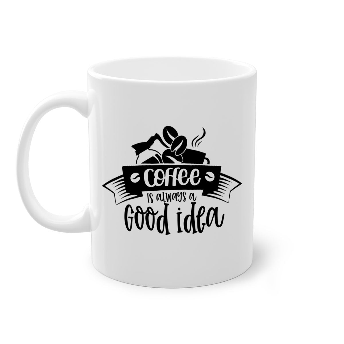 A stylish two-tone coffee mug with a glossy finish, featuring a colored handle and interior, available in multiple colors.