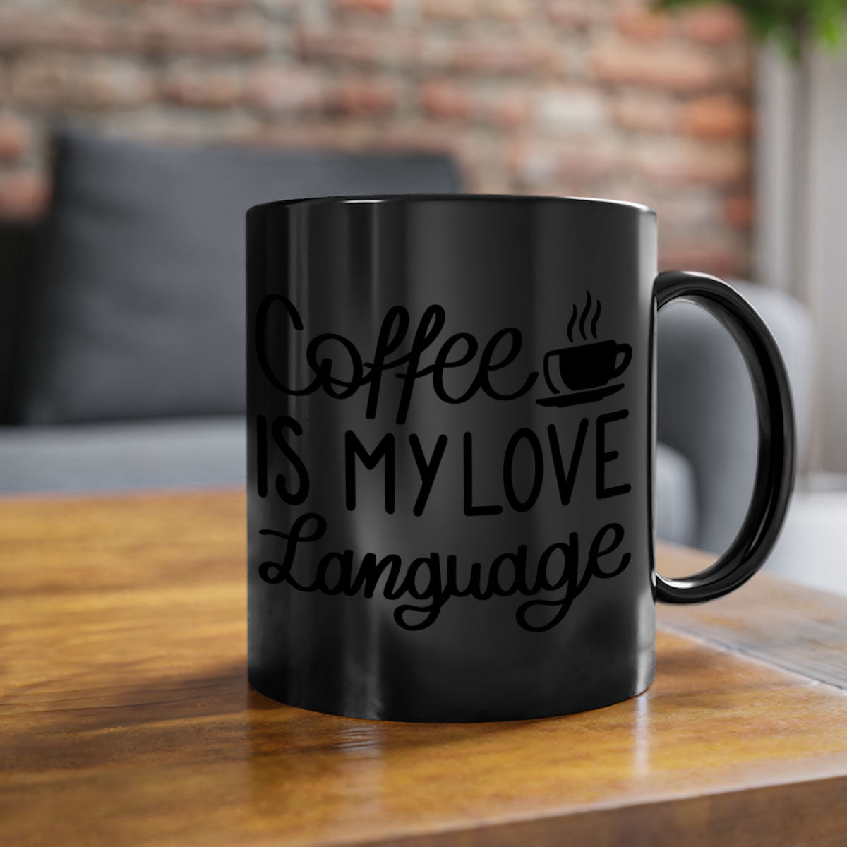 Two-tone coffee mug with 'Coffee is My Love Language' text, featuring a colored handle and glossy finish.