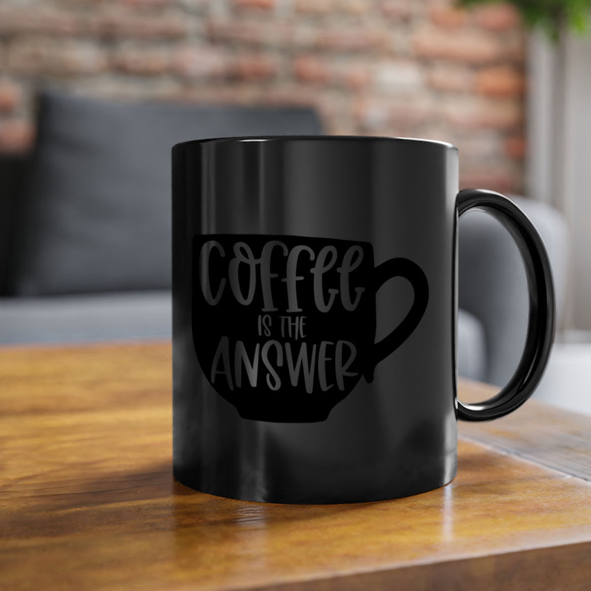 Two-tone Coffee is the Answer Mug with colored handle and glossy finish, available in multiple colors and sizes.