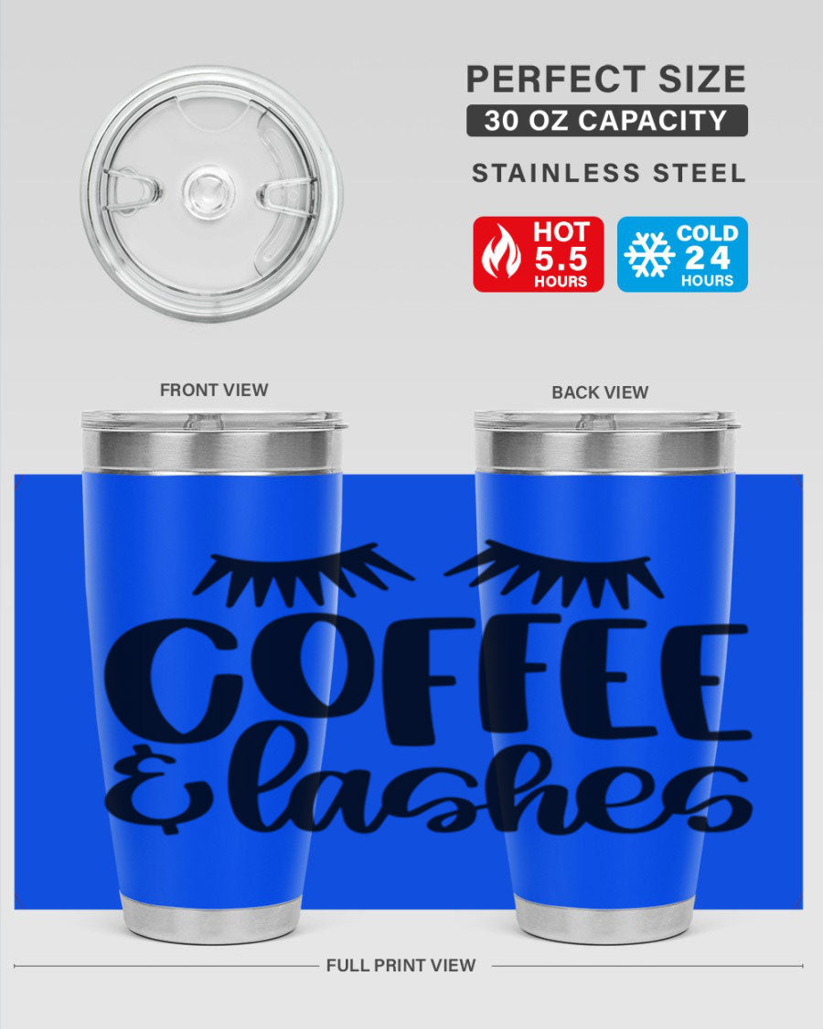 Coffee Lashes 177# Tumbler in stainless steel with a stylish design, perfect for hot and cold beverages.