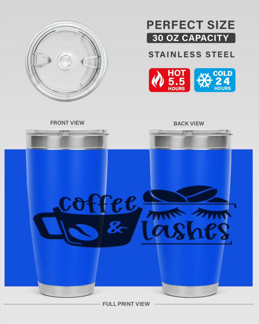 Coffee Lashes 176# Tumbler in stainless steel with a stylish design, perfect for hot and cold beverages.