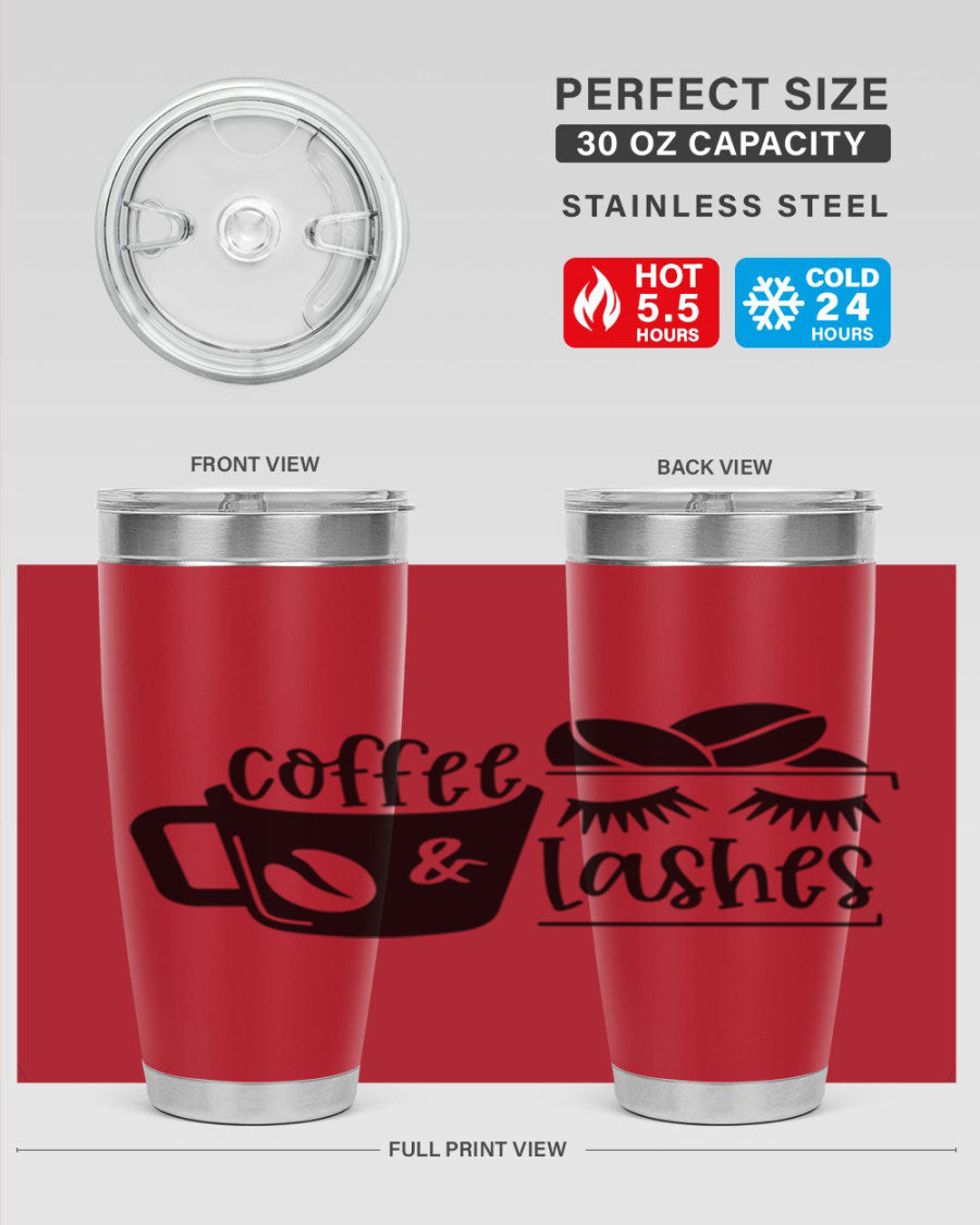Coffee Lashes 176# Tumbler in stainless steel with a stylish design, perfect for hot and cold beverages.
