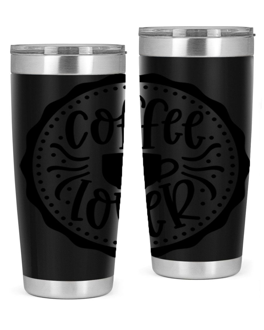 Coffee Lover 149# Tumbler in stainless steel with a sleek design, showcasing its double wall vacuum insulation and drink-thru lid.