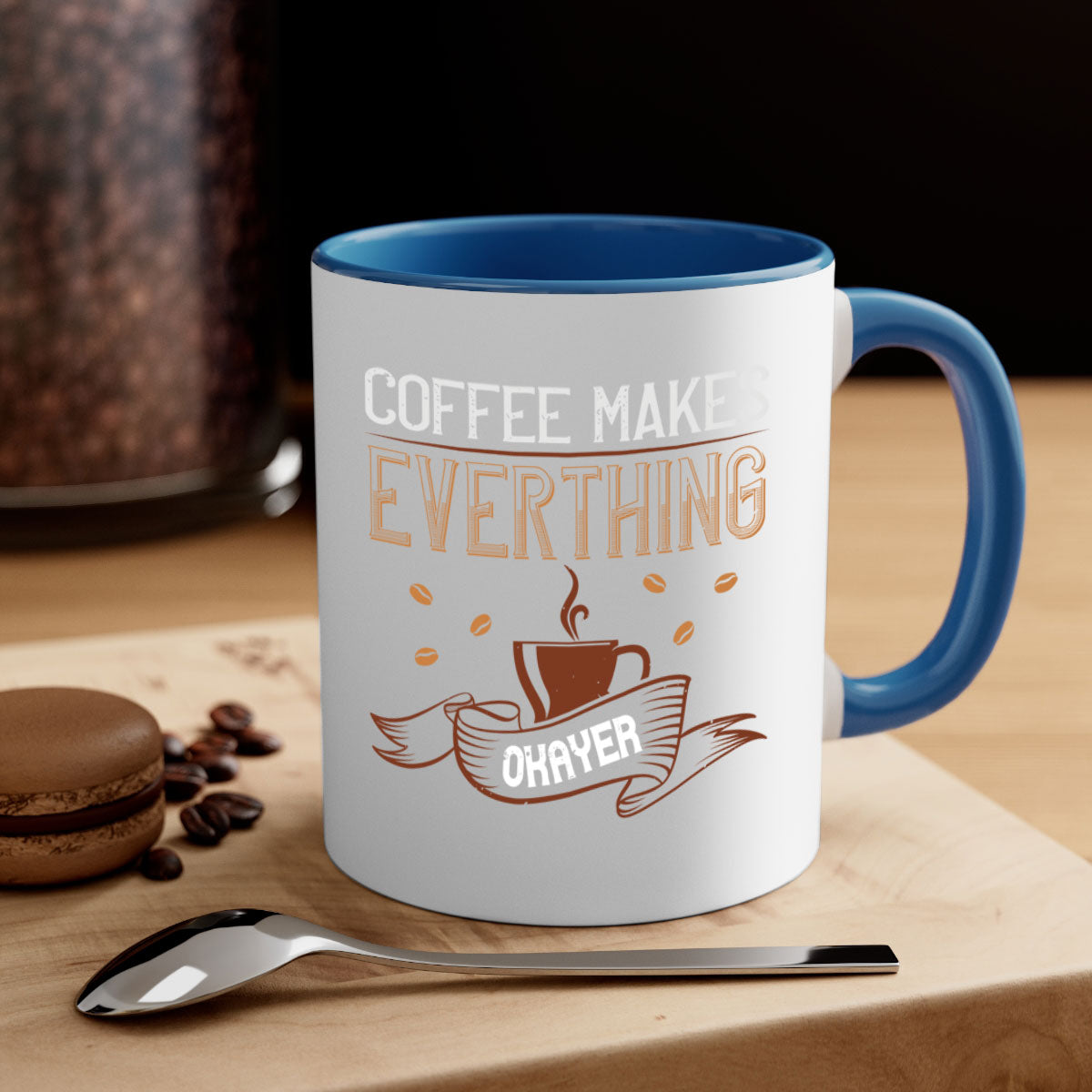 A stylish two-tone coffee mug with a glossy finish, featuring a colored handle and interior, available in multiple colors.