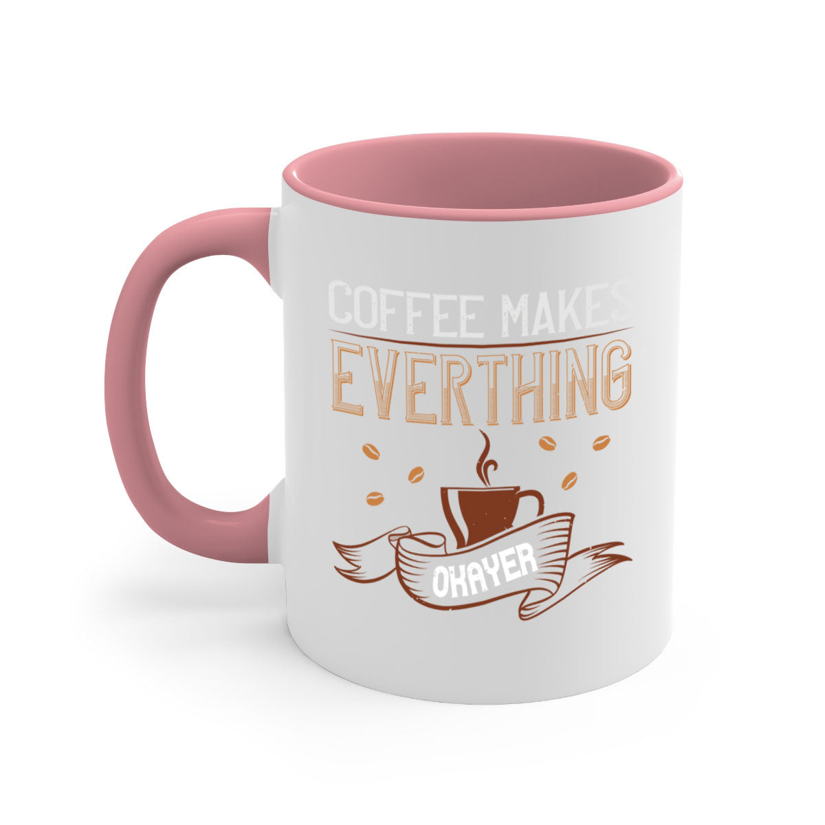 A stylish two-tone coffee mug with a glossy finish, featuring a colored handle and interior, available in multiple colors.