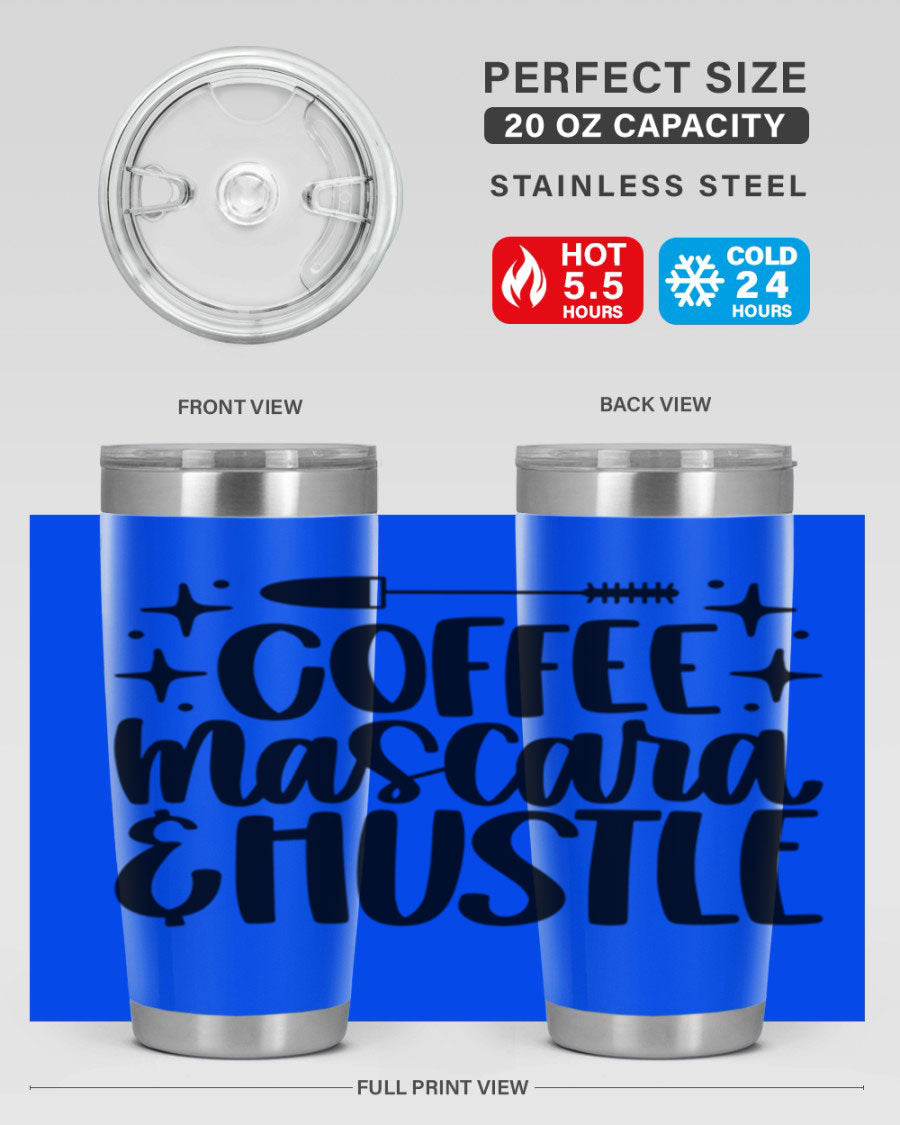 Coffee Mascara Hustle 180# Tumbler in stainless steel with a stylish design, perfect for hot and cold beverages.