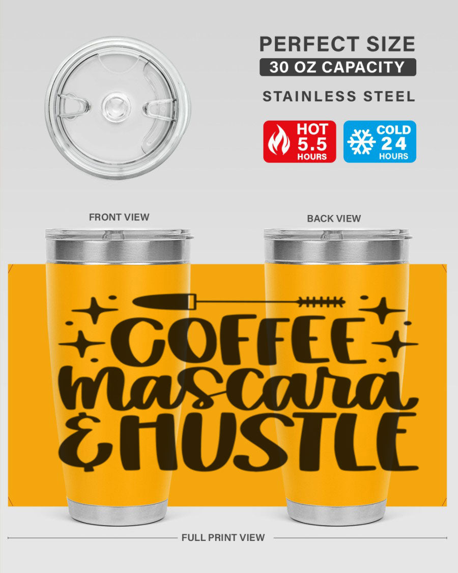 Coffee Mascara Hustle 180# Tumbler in stainless steel with a stylish design, perfect for hot and cold beverages.