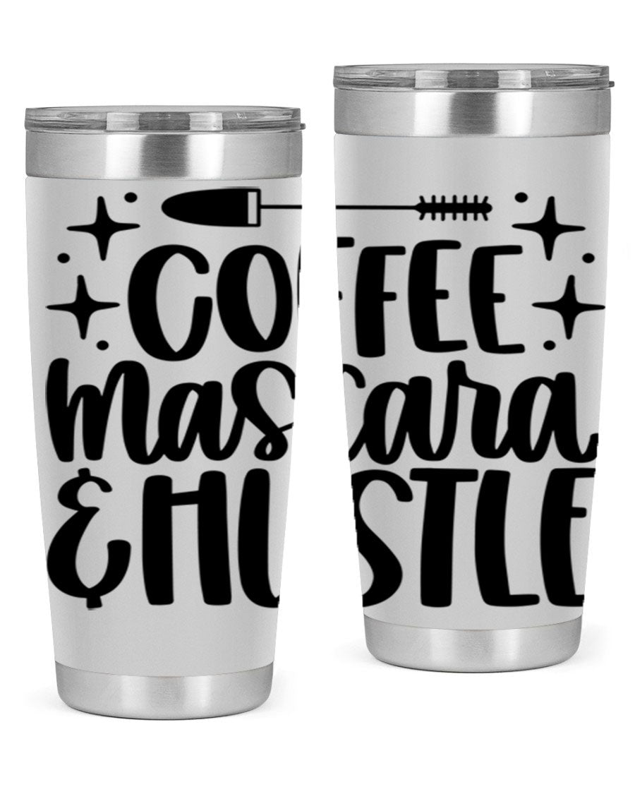 Coffee Mascara Hustle 180# Tumbler in stainless steel with a stylish design, perfect for hot and cold beverages.