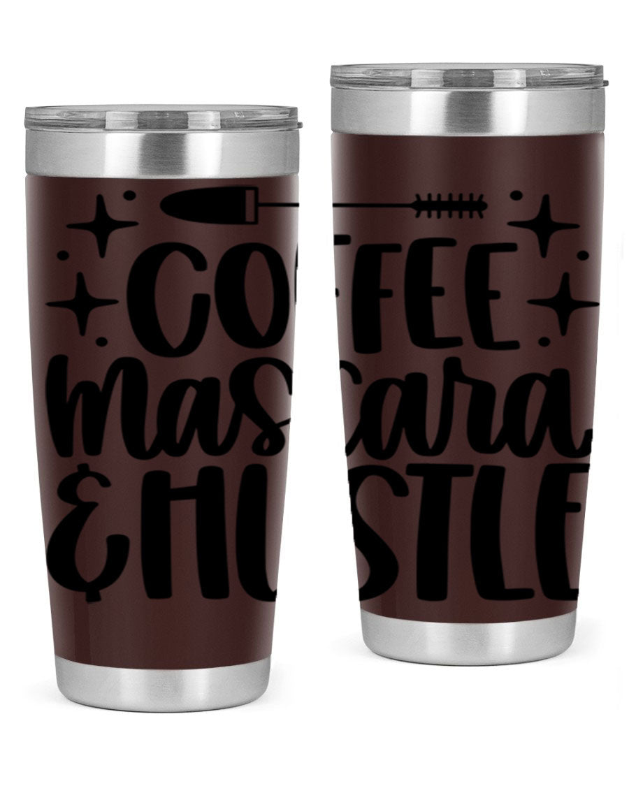 Coffee Mascara Hustle 180# Tumbler in stainless steel with a stylish design, perfect for hot and cold beverages.