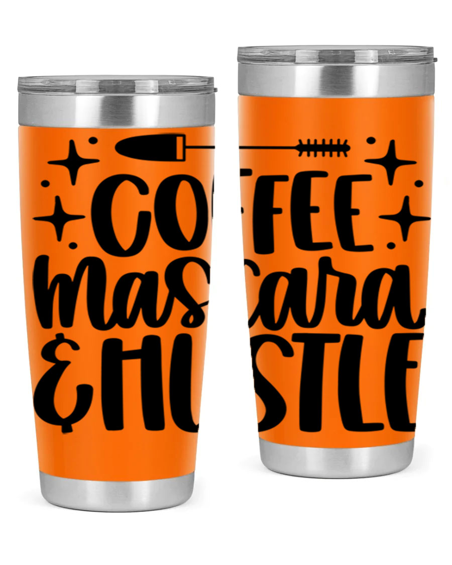 Coffee Mascara Hustle 180# Tumbler in stainless steel with a stylish design, perfect for hot and cold beverages.