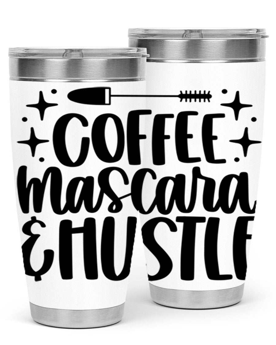 Coffee Mascara Hustle 180# Tumbler in stainless steel with a stylish design, perfect for hot and cold beverages.
